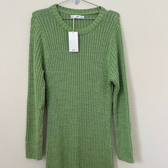 NWT Mango Green Ribbed Long Dress Size 1XL / 14 - Picture 6 of 14